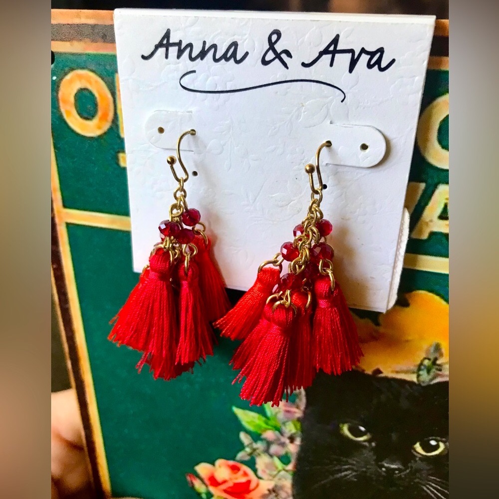 Red Tassel Earrings